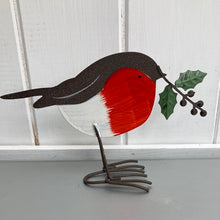 Load image into Gallery viewer, Standing Robin with Holly
