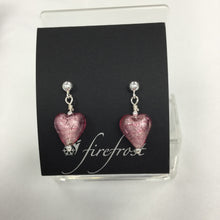 Load image into Gallery viewer, Silver, Murano Glass Heart Earrings
