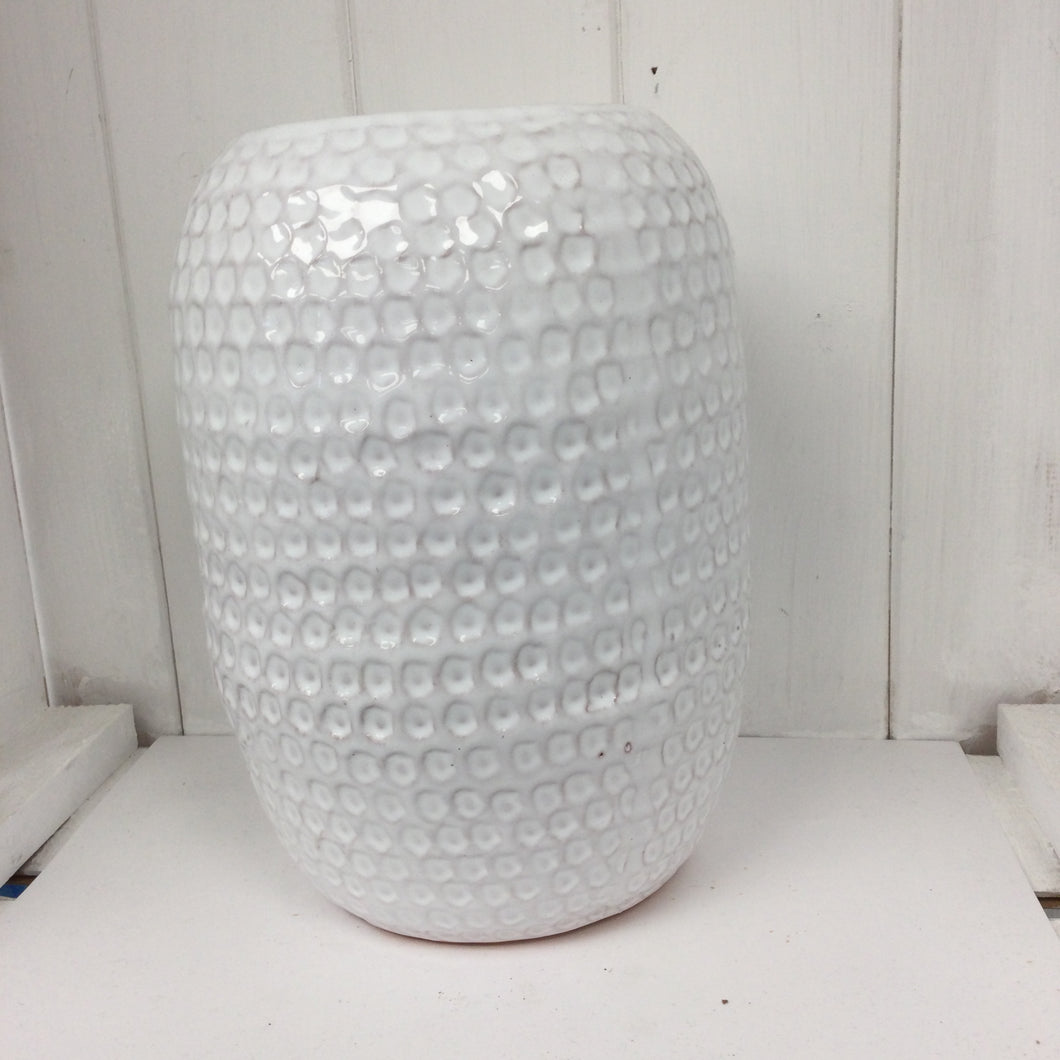 White ribbed vase