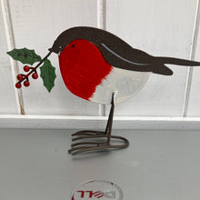 Load image into Gallery viewer, Standing Robin with Holly
