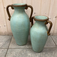 Load image into Gallery viewer, 2 Handled Vase (pastel teal)
