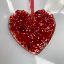 Load image into Gallery viewer, Fused Glass Heart Hanging Valentines Card
