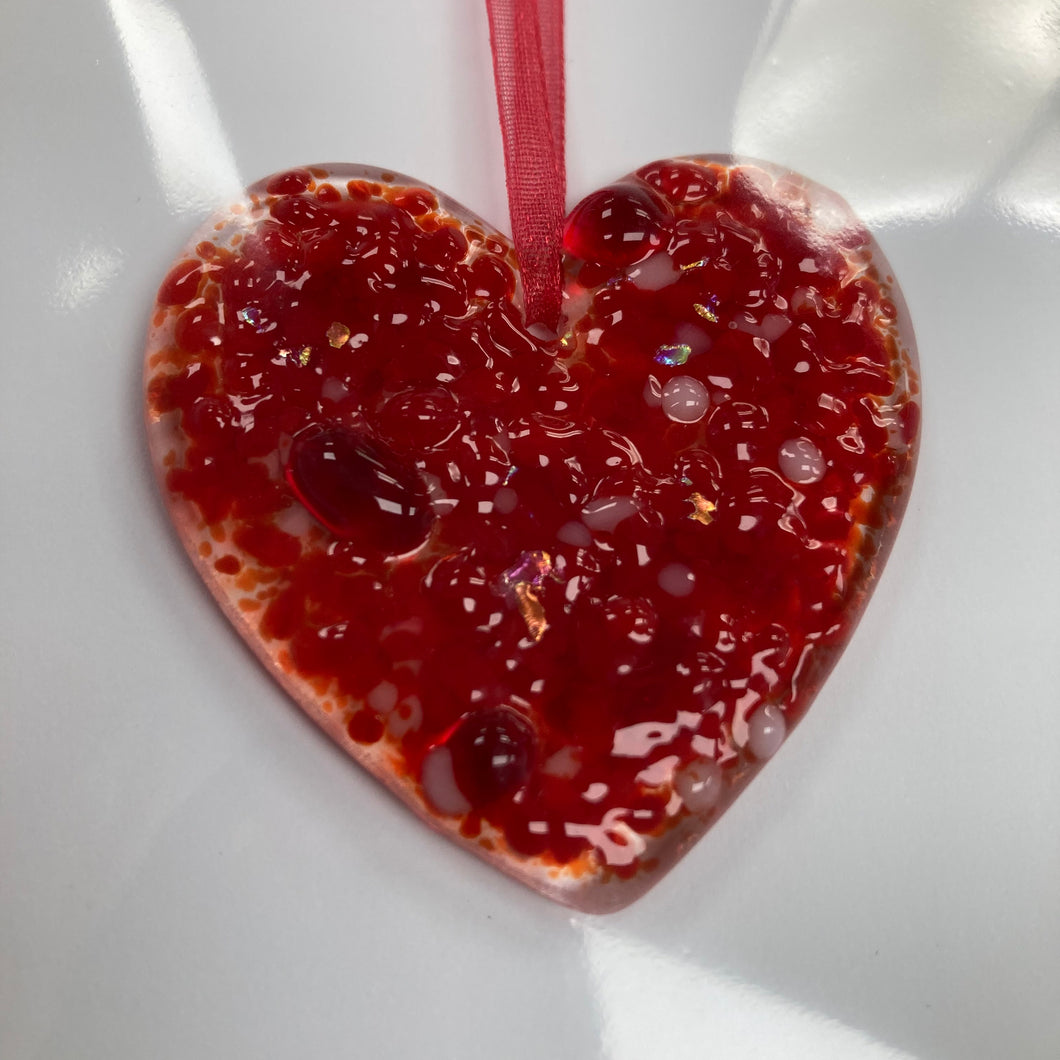 Fused Glass Heart Hanging Valentines Card