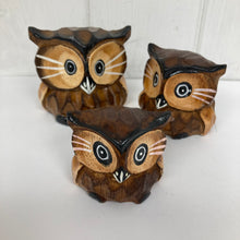 Load image into Gallery viewer, Set of 3 wooden owls
