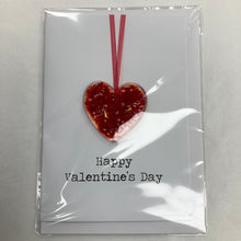 Load image into Gallery viewer, Fused Glass Heart Hanging Valentines Card
