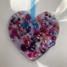 Load image into Gallery viewer, Fused Glass Heart Hanging Card (Love You)
