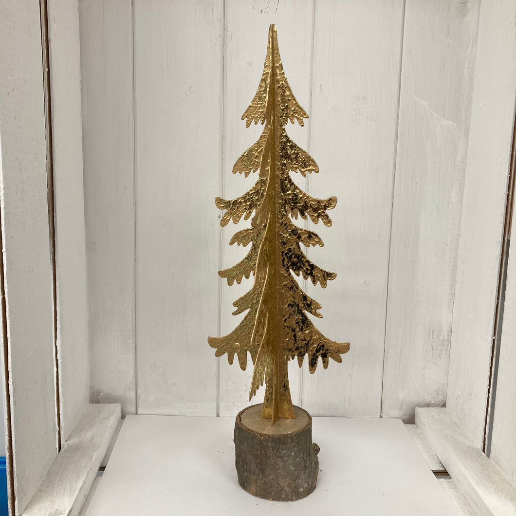 Metal Tree on Log Base