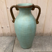 Load image into Gallery viewer, 2 Handled Vase (pastel teal)
