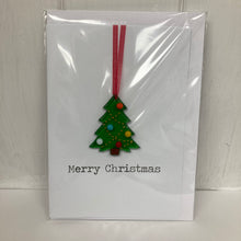 Load image into Gallery viewer, Fused Glass Tree Hanging Christmas Card
