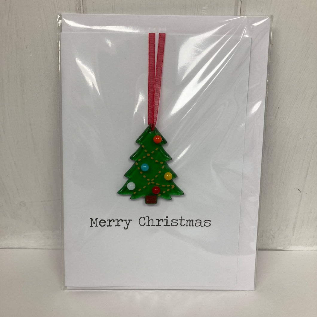 Fused Glass Tree Hanging Christmas Card