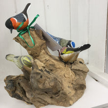 Load image into Gallery viewer, Four painted birds on root.
