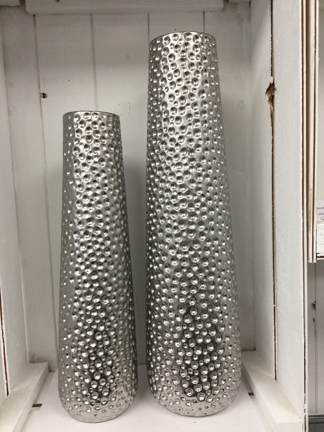 Silver Hammered Vases