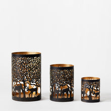 Load image into Gallery viewer, ‘Black and Gold’ Deer Hurricane Votives (Set of 3)
