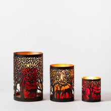 Load image into Gallery viewer, ‘Black and Gold’ Deer Hurricane Votives (Set of 3)
