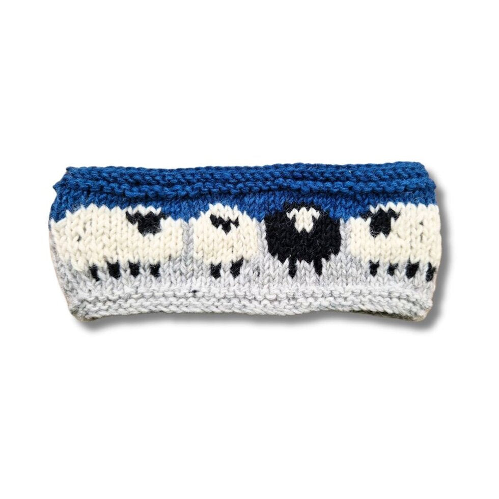 Sheep Headband (100% Handknitted Wool) Mist