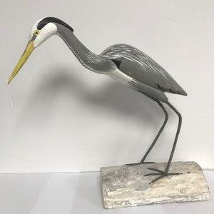 Wooden Heron on Driftwood - The Coast Office