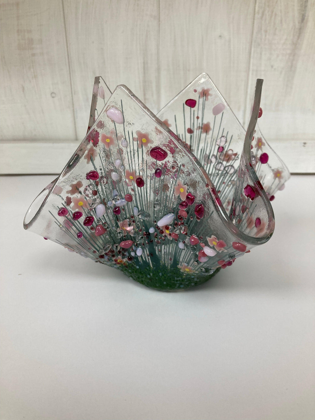 Blooming Flower Fused Glass Tea light Vases by Pam Peters - The Coast Office