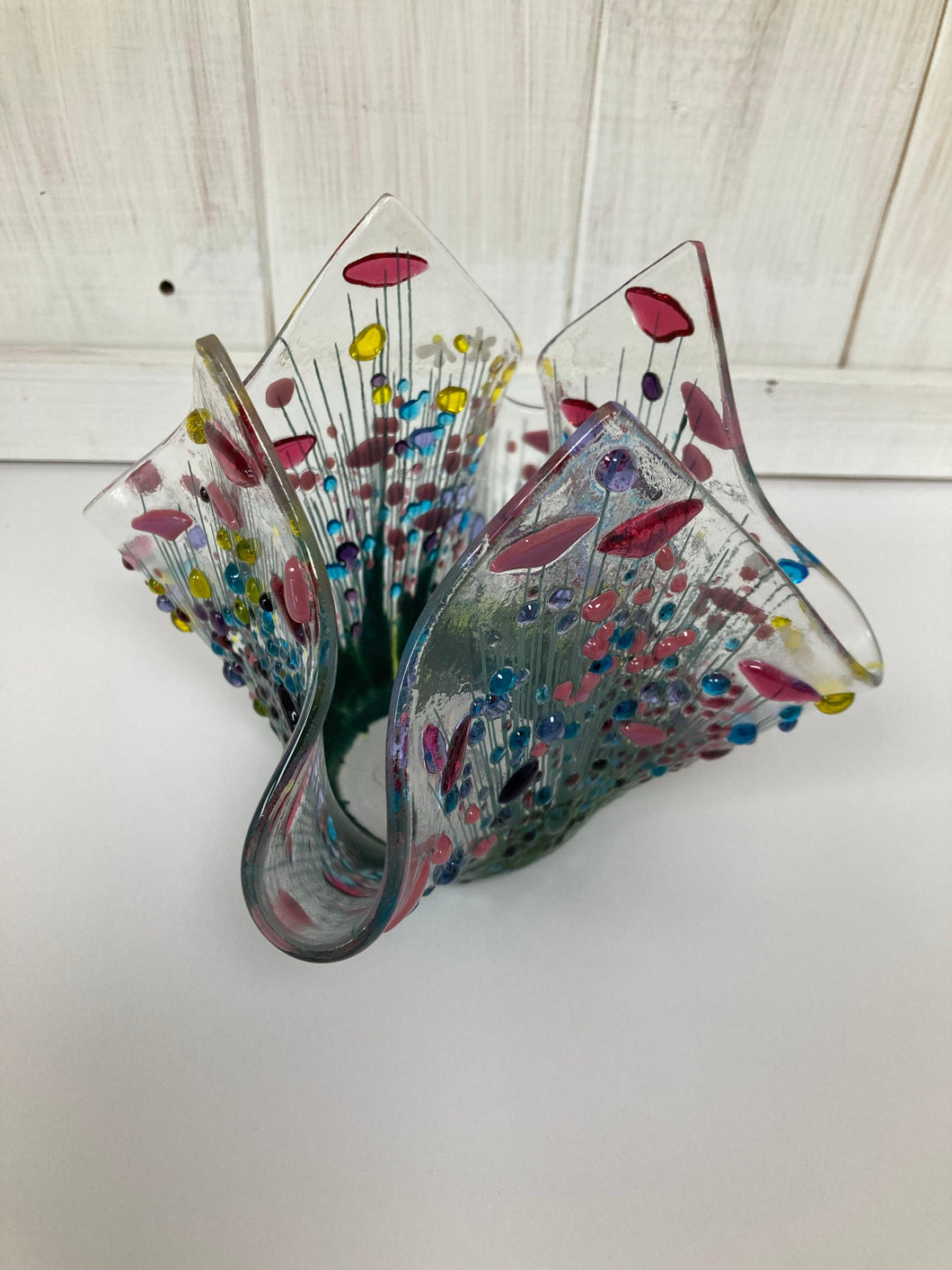 Wildflower Fused Glass Tea light Vases by Pam Peters - The Coast Office