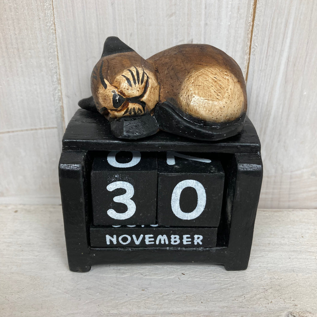 Slapende kat miniatuur eeuwigdurende kalender